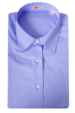 Camicetta donna CP3  in popeline di cotone azzurro  con abbottonatura a vista