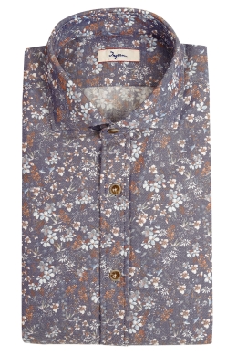 Men’s floral printed cotton shirt. French collar.