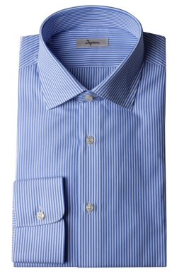 Striped Ingram shirt with semi-open collar and slim fit