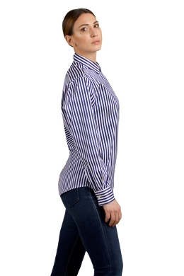 Camicia Royal, pregiato cotone titolo 120 con riga colorata rasata. Ingram Donna