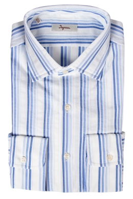 Men’s Slim shirt in pure vertically striped cotton