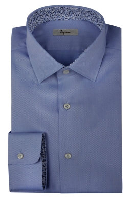 Slim fit men’s shirt in textured cotton with inserts