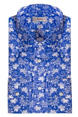 Floral printed Slim shirt in pure cotton