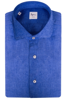Camicia uomo in lino blu
