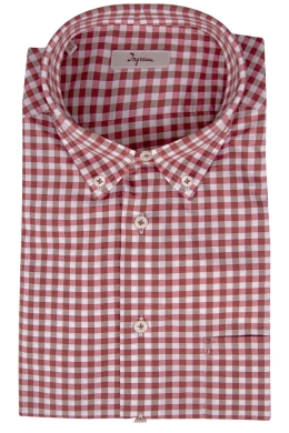 Regular men's shirt in checked patterned pure cotton