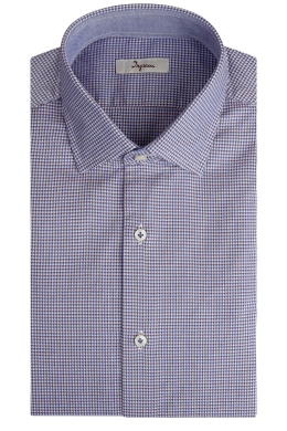 Micro-printed cotton shirt. Semi cut-away collar. Slim fit