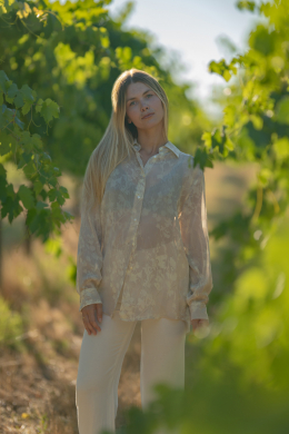Camicia fantasia a fiori in viscosa vestibilità ampia modello MAGDA