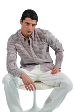Camicia GIOKE, in seersucker a righe