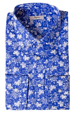 Floral printed Slim shirt in pure cotton