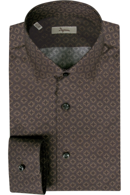 Slim fit men’s pure cotton shirt with repeating geometric pattern