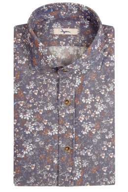 Men’s floral printed cotton shirt. French collar.