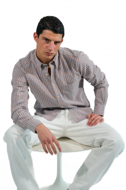 GIOKE Striped Seersucker Shirt