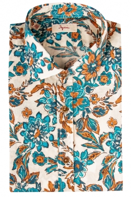 Floral printed Slim shirt, 100% cotton