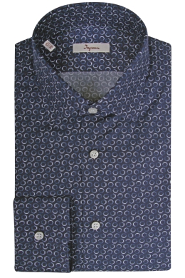 Camicia Slim uomo in cotone con stampa geometrica esagonale