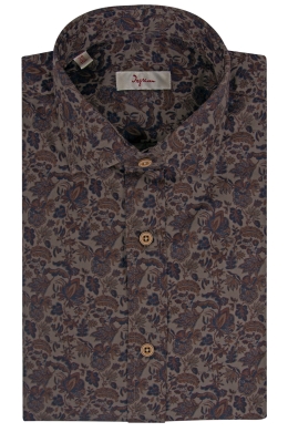 Floral printed classic fit men’s shirt, in pure cotton