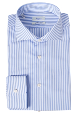 Men’s Slim shirt in pure vertically striped Cottonstir cotton