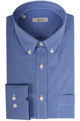 Camicia uomo puro cotone, vestibilità classica, fantasia microcheck