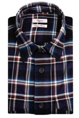 Overshirt in warm double twisted cotton flannel.