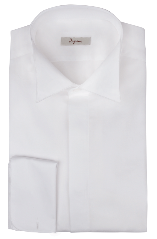Cotton satin shirt with diplomatic collar and double cuff. Ingram man
