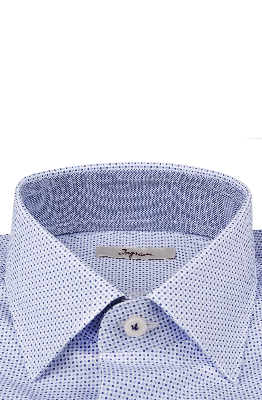 Slim fit men’s shirt with geometric micro pattern