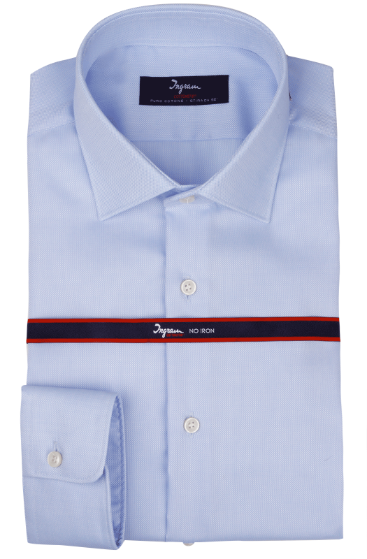 COTTONSTIR shirt in pure non-iron cotton. Armatured. Available white and light blue. Ingram Man