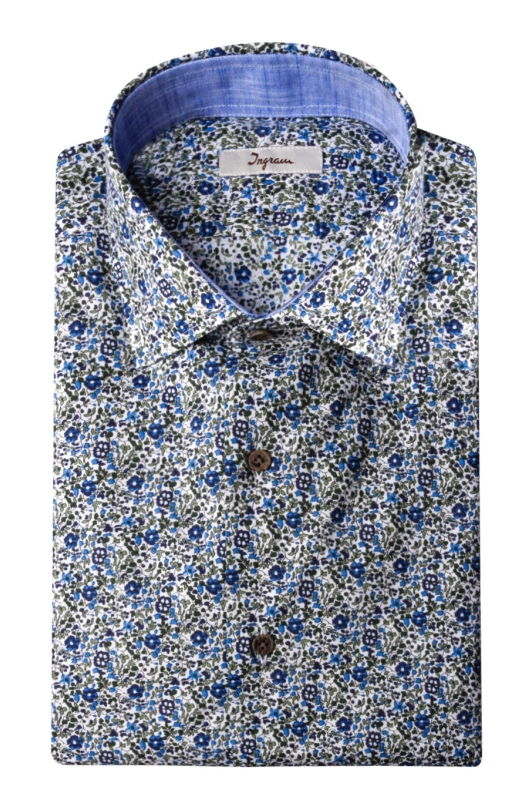 Ingram shirt in certified organic cotton (GOTS), with inserts. Slim fit.