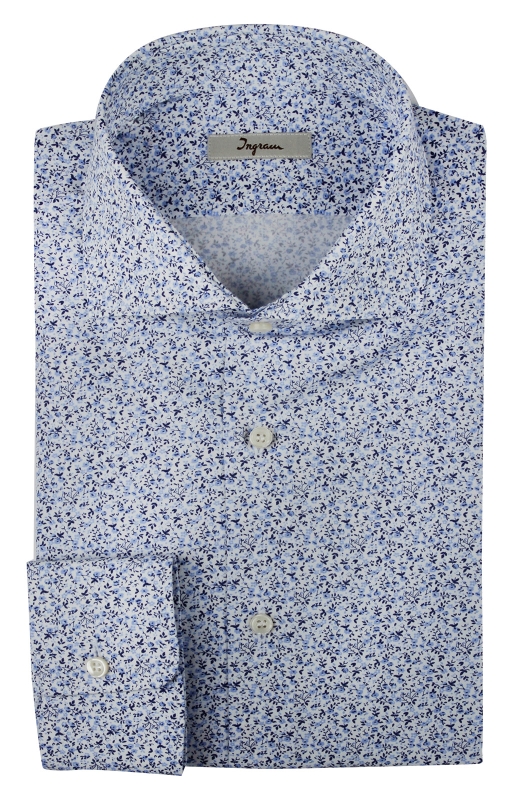 Slim fit men’s shirt with floral micro pattern