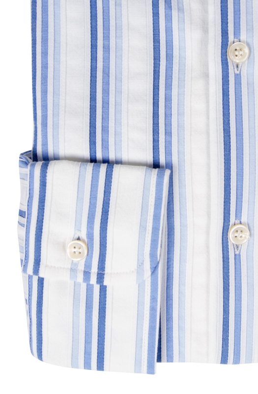 Men’s Slim shirt in pure vertically striped cotton