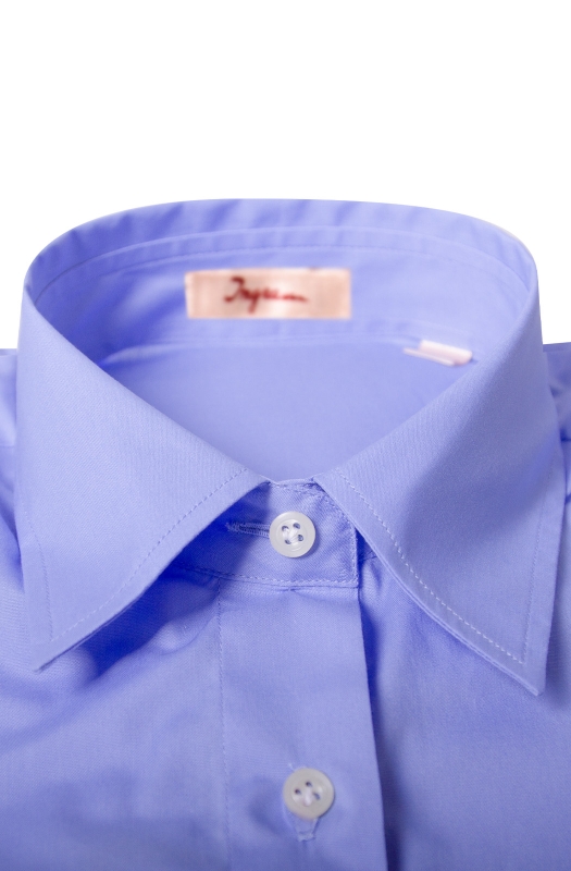 Camicetta donna CP3  in popeline di cotone azzurro  con abbottonatura a vista