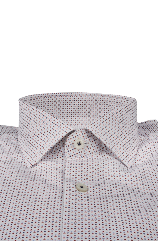 Slim fit men’s shirt with geometric bicolor micro pattern