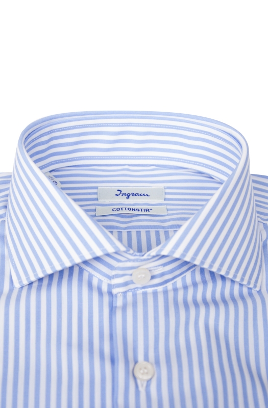 Men’s Slim shirt in pure vertically striped Cottonstir cotton