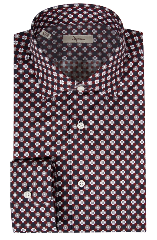 Camicia SLIM uomo in cotone con stampa geometrica