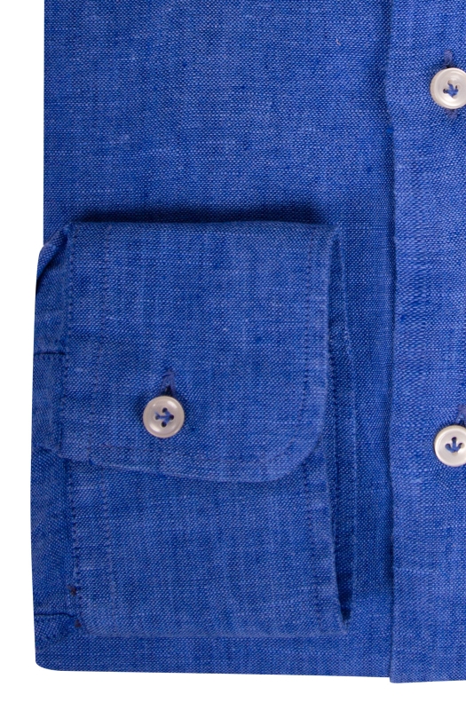 Camicia uomo in lino blu