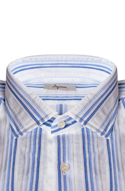 Men’s Slim shirt in pure vertically striped cotton