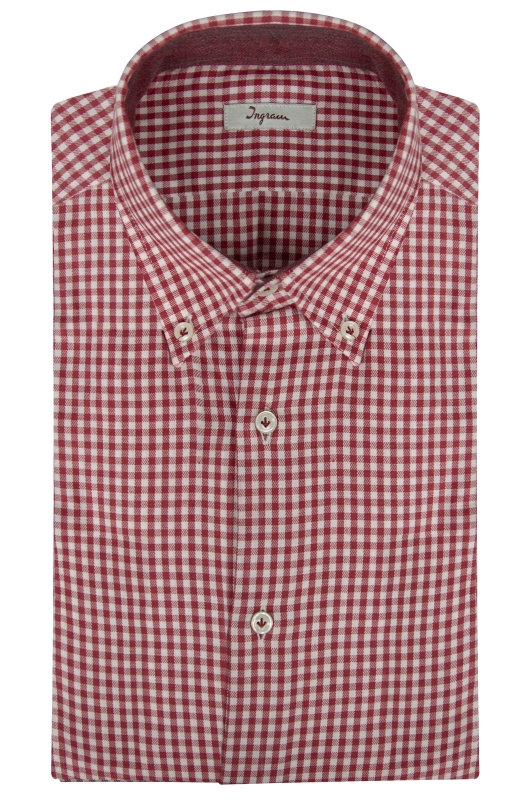 Camicia Slim uomo in puro cotone stampato a quadretti. Ingram Uomo