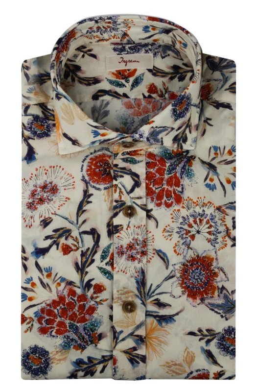 Slim fit men’s shirt with floral pattern.