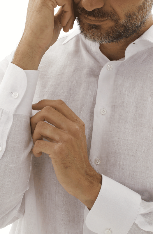 Garment-washed yarn-dyed linen shirt. Ingram Man