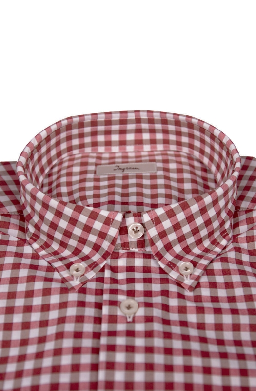 Regular men's shirt in checked patterned pure cotton