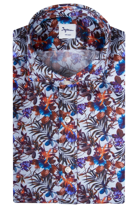 Camicia uomo in fantasia floreale 100% cotone