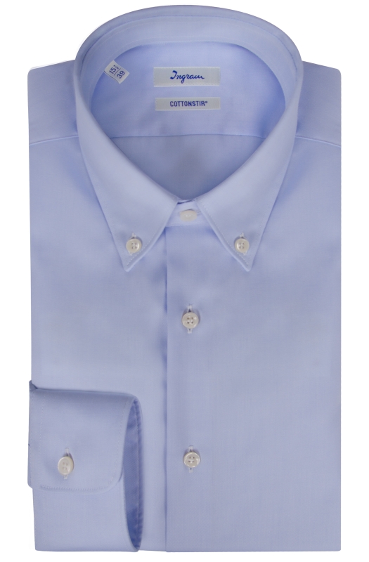 Ingram Man COTTONSTIR shirt in non-iron pure cotton. Compact twill. Available in white and light blue