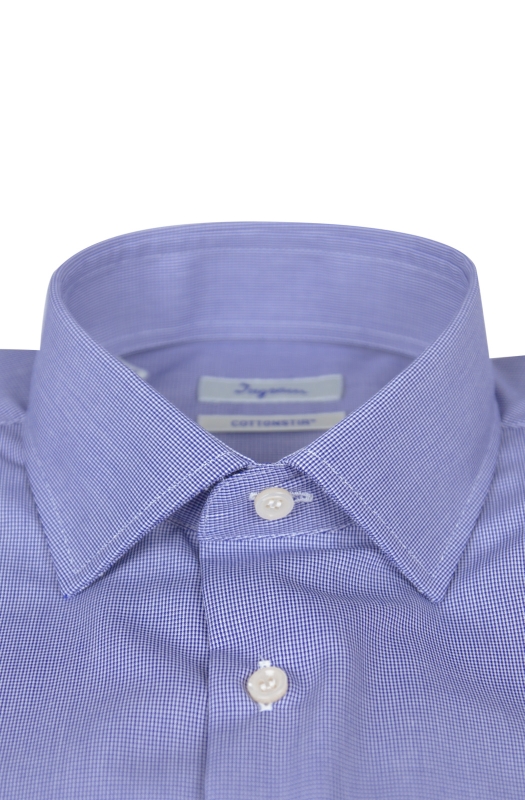 Camicia Classic uomo 100% cotone in micro check blu