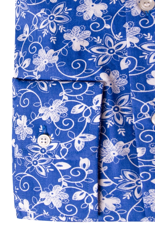 Floral printed Slim shirt in pure cotton