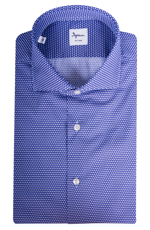 Camicia Uomo in Cotone con Microfantasia Geometrica