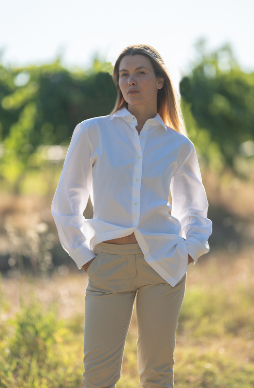 Camicia  in cotone doppio ritorto vestibilità ampia modello MAGDA