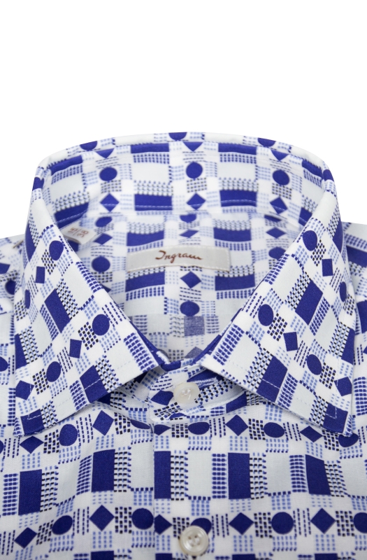 Camicia Slim uomo in cotone con stampa geometrica