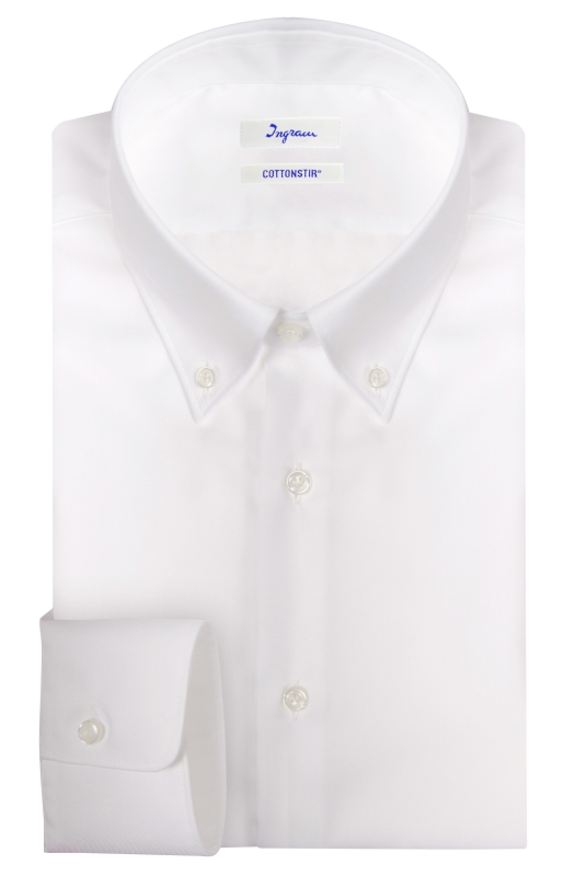 Ingram Man COTTONSTIR shirt in non-iron pure cotton. Compact twill. Available in white and light blue