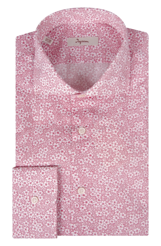 Floral printed Slim shirt in pure cotton