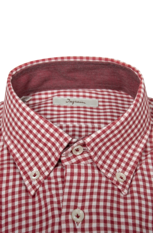 Camicia Slim uomo in puro cotone stampato a quadretti. Ingram Uomo