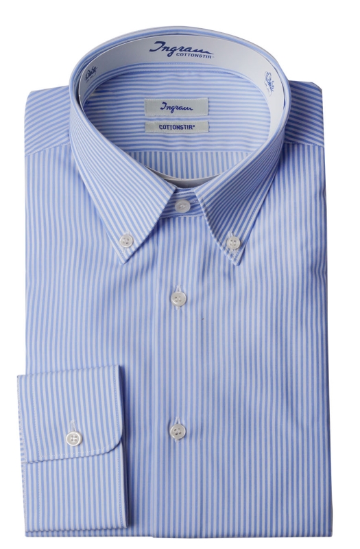 Slim fit COTTONSTIR shirt in pure cotton with vibrant stripes. Button-down collar.