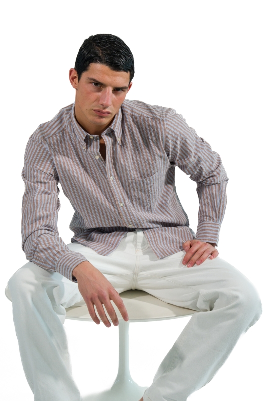 Camicia GIOKE, in seersucker a righe